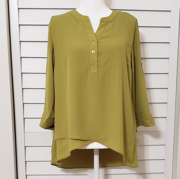 Catherine Malandrino Green Blouse 3/4 Sleeve Size S - Picture 2 of 11